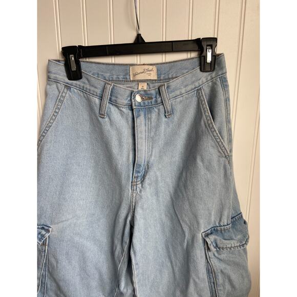 Universal Threads High Rise Wide Leg Denim Cargo Pants Women's Sz 4R, y2k 90s - Picture 3 of 5